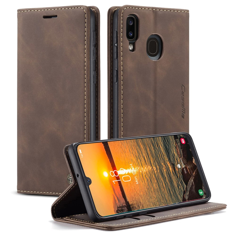 CASEME 013 Series Folio Flip Auto-absorbed Leather Wallet Stand Case for Samsung Galaxy A40