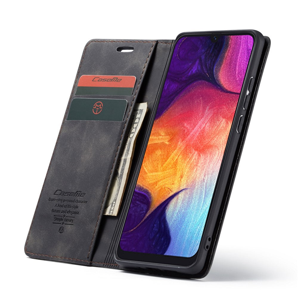 CASEME 013 Series pungcover i autoabsorberende læder til Samsung Galaxy A50
