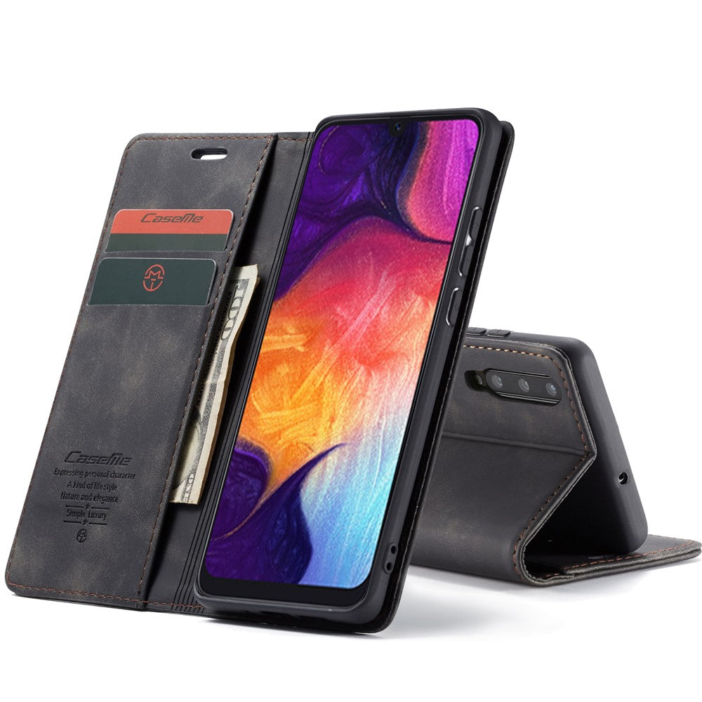 CASEME 013 Series pungcover i autoabsorberende læder til Samsung Galaxy A50