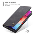 CASEME 013 Series pungcover i autoabsorberende læder til Samsung Galaxy A50