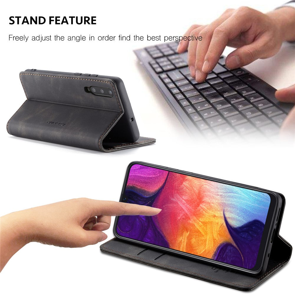 CASEME 013 Series pungcover i autoabsorberende læder til Samsung Galaxy A50