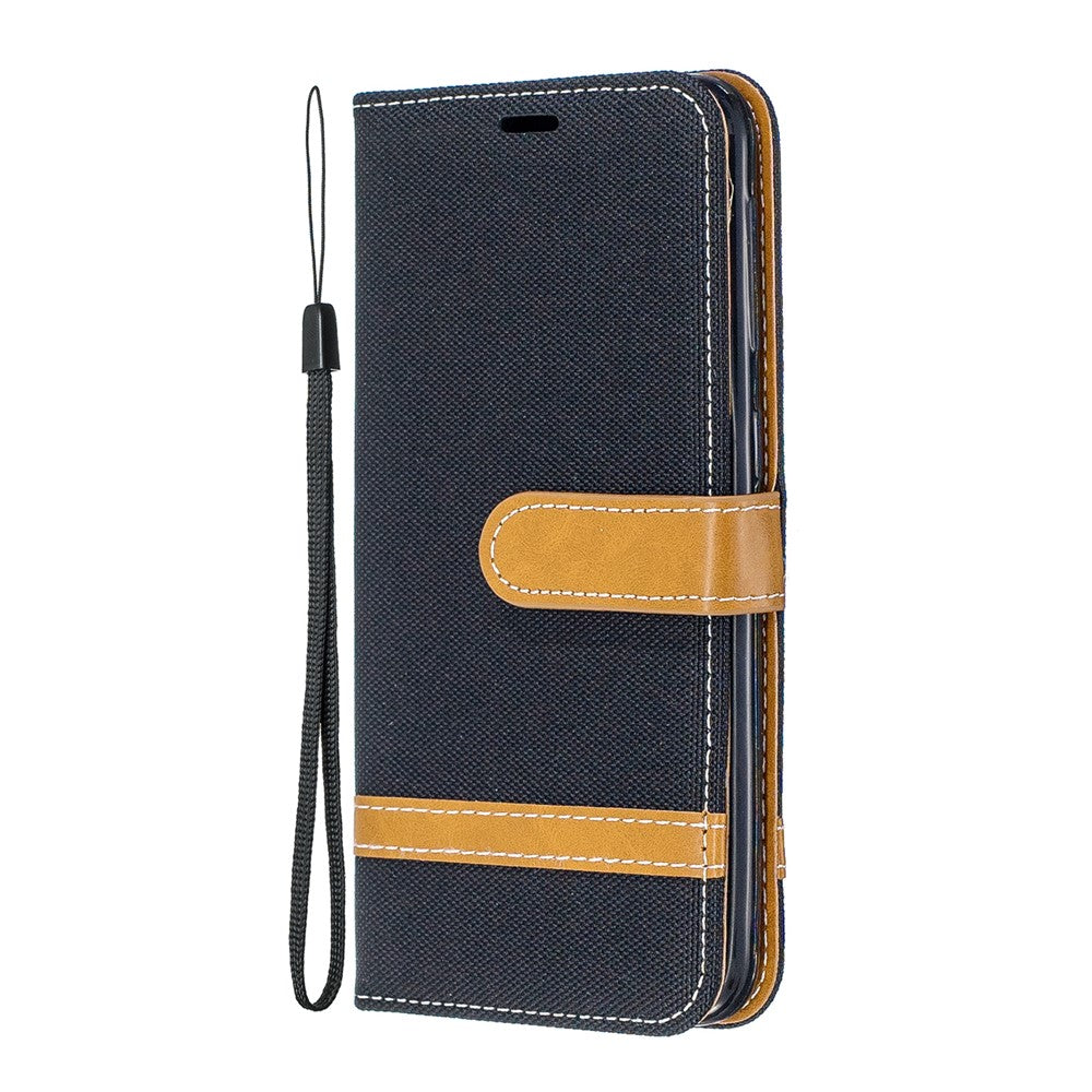 Jeans Stof Læder Pung Etui til Samsung Galaxy A20e