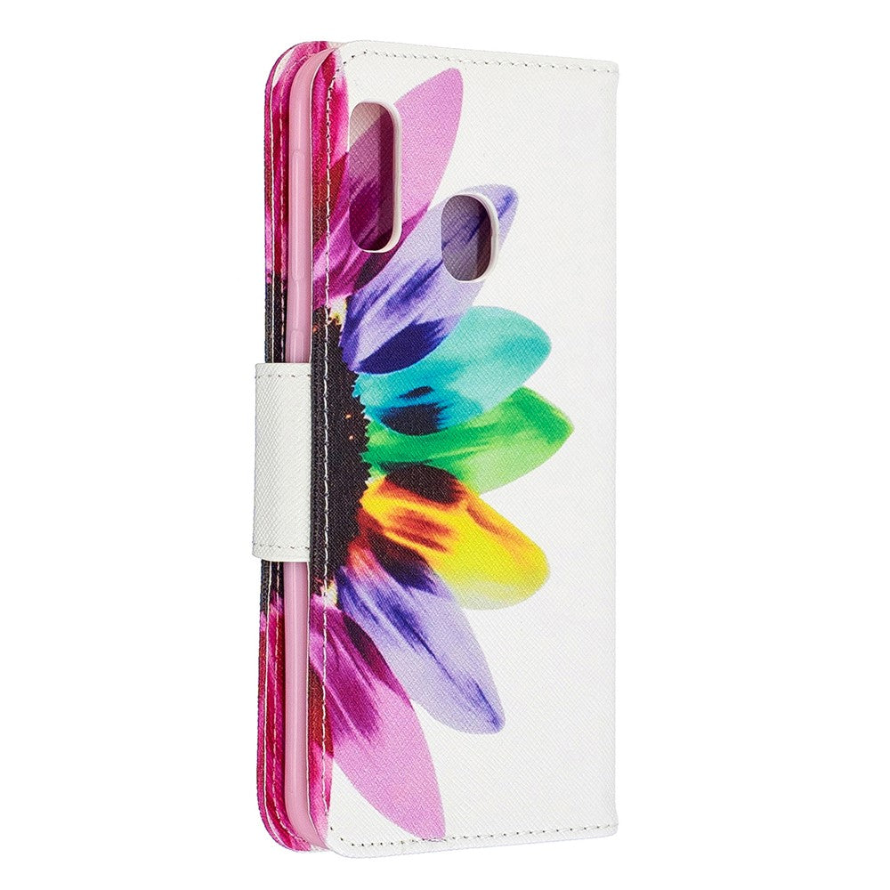 Læderpung-etui med mønsterprint til Samsung Galaxy A20e
