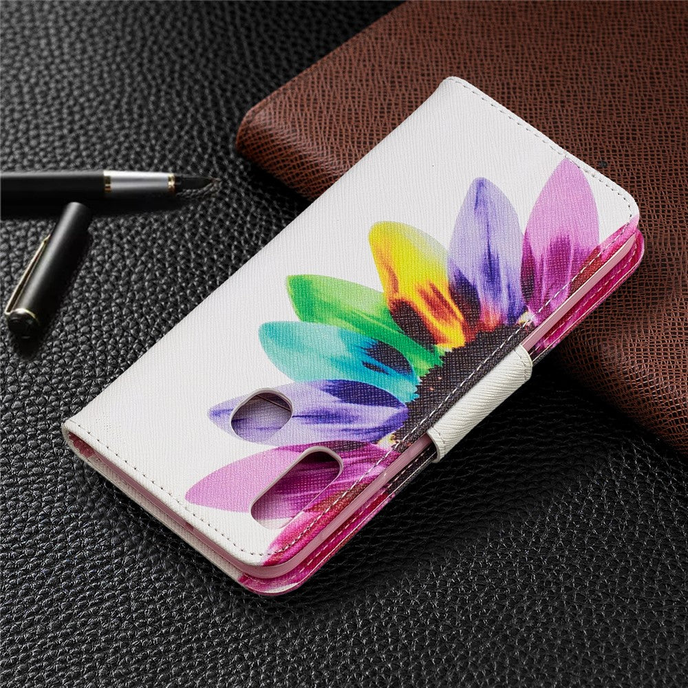 Læderpung-etui med mønsterprint til Samsung Galaxy A20e