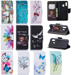 Læderpung-etui med mønsterprint til Samsung Galaxy A20e