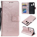 Imprint Mandala Flower Stand Wallet Leather Case for Samsung Galaxy A20e