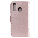 Imprint Mandala Flower Stand Wallet Leather Case for Samsung Galaxy A20e