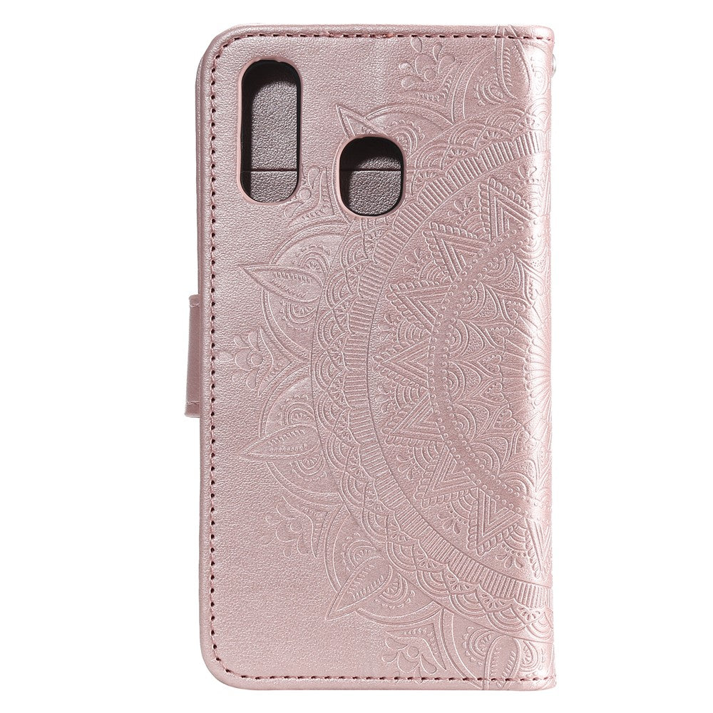 Imprint Mandala Flower Stand Wallet Leather Case for Samsung Galaxy A20e