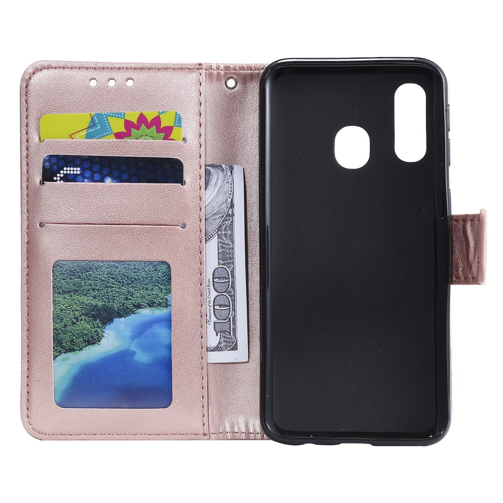 Imprint Mandala Flower Stand Wallet Leather Case for Samsung Galaxy A20e