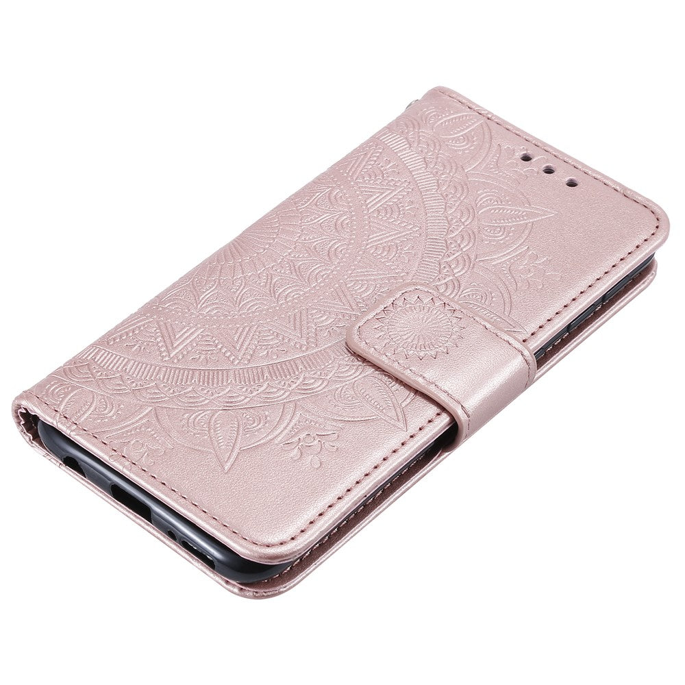 Imprint Mandala Flower Stand Wallet Leather Case for Samsung Galaxy A20e