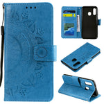 Imprint Mandala Flower Stand Wallet Leather Case for Samsung Galaxy A20e