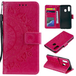 Imprint Mandala Flower Stand Wallet Leather Case for Samsung Galaxy A20e