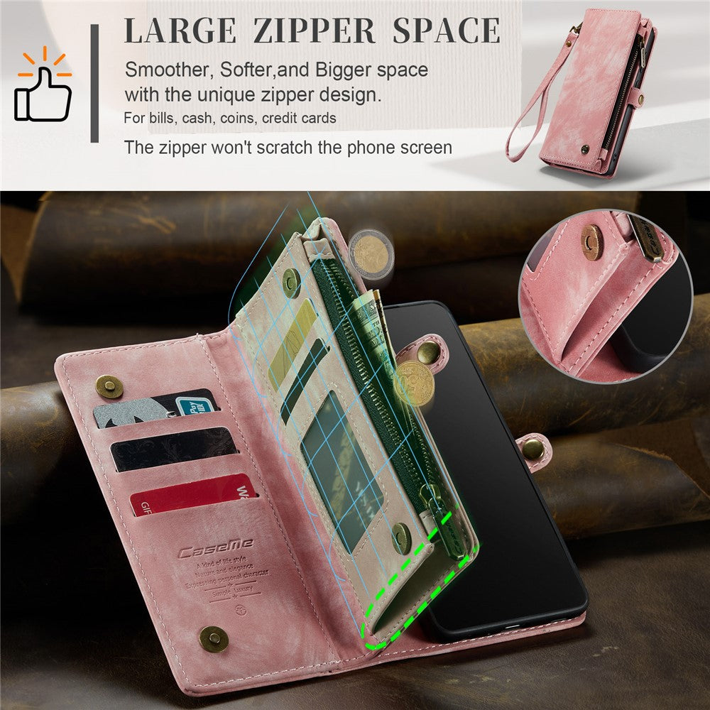 CASEME 008-serien vintage-pung i læder med flere rum til Samsung Galaxy A50 / A50s / A30s