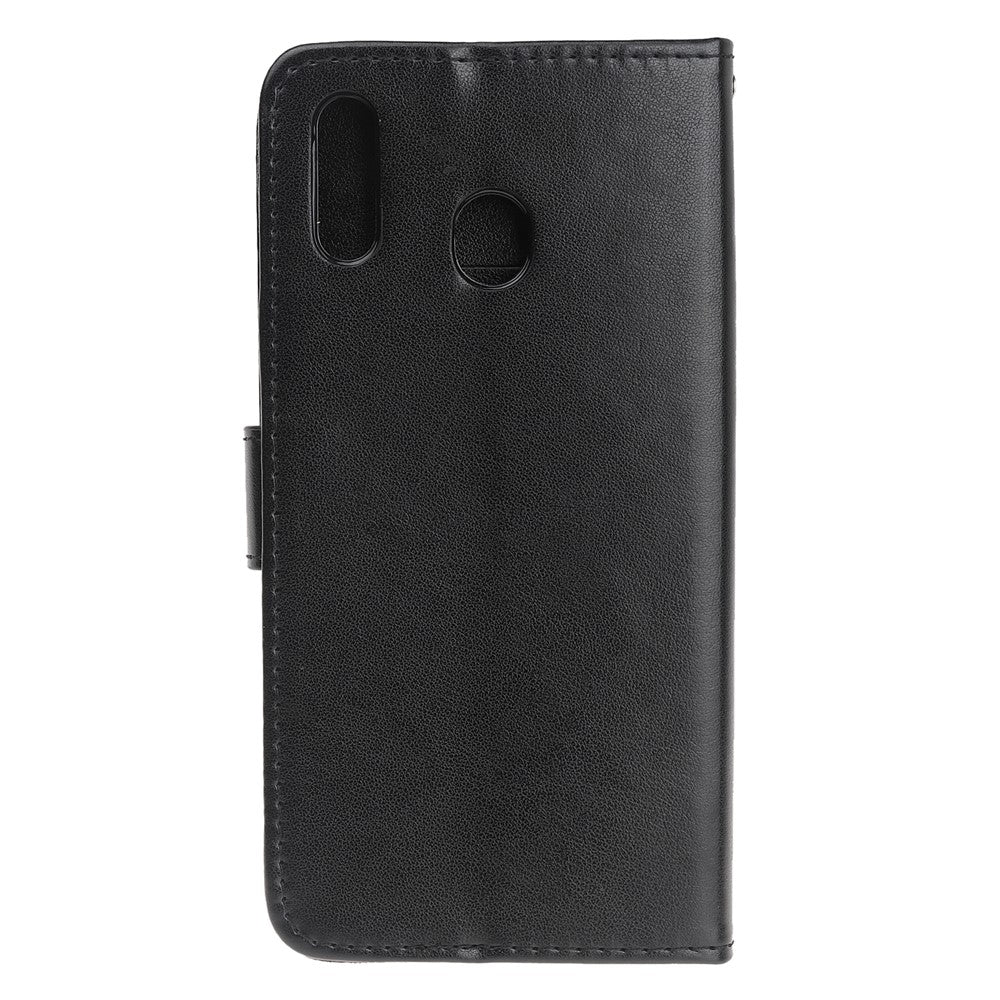 Pung etui i læder med sommerfugleblomstprint til Samsung Galaxy A20e
