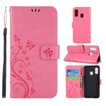 Imprint Butterfly Flowers Leather Phone Case for Samsung Galaxy A20e