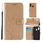 Imprint Butterfly Flowers Leather Phone Case for Samsung Galaxy A20e