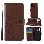 Imprint Butterfly Flowers Leather Phone Case for Samsung Galaxy A20e