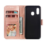 Shiny Diamond Imprint Flower Leather Phone Cover for Samsung Galaxy A20e