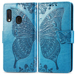 Imprint Butterfly Flower Leather Wallet Case for Samsung Galaxy A20e