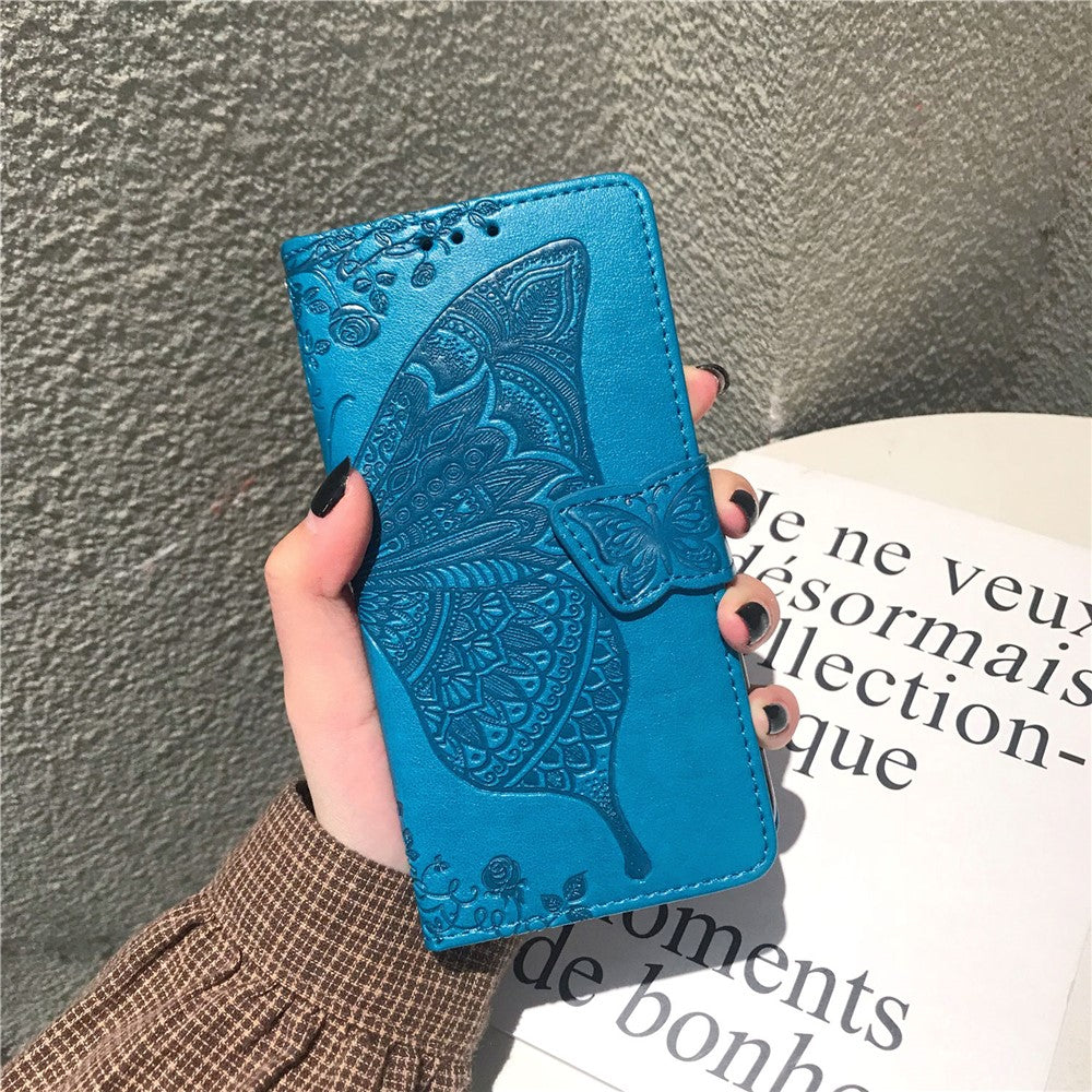 Imprint Butterfly Flower Leather Wallet Case for Samsung Galaxy A20e