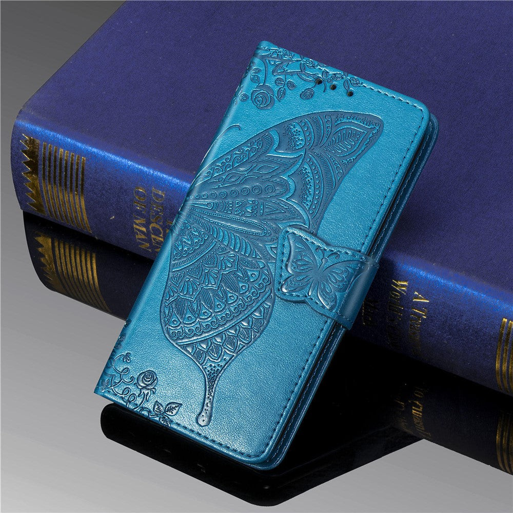 Imprint Butterfly Flower Leather Wallet Case for Samsung Galaxy A20e