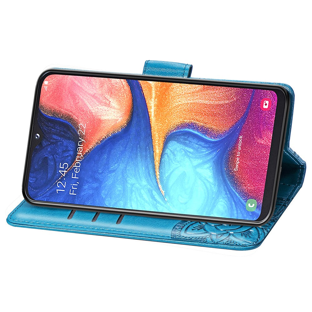 Imprint Butterfly Flower Leather Wallet Case for Samsung Galaxy A20e