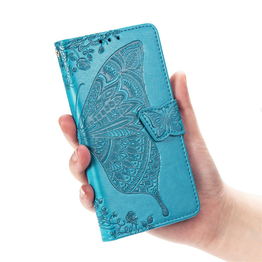 Imprint Butterfly Flower Leather Wallet Case for Samsung Galaxy A20e