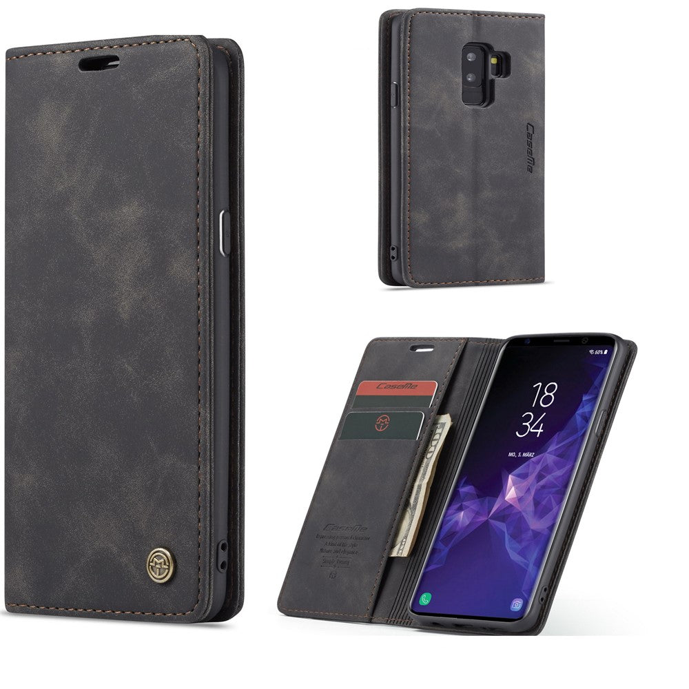CASEME 013-serien Auto-absorberende læderpungtelefoncover til Samsung Galaxy S9+