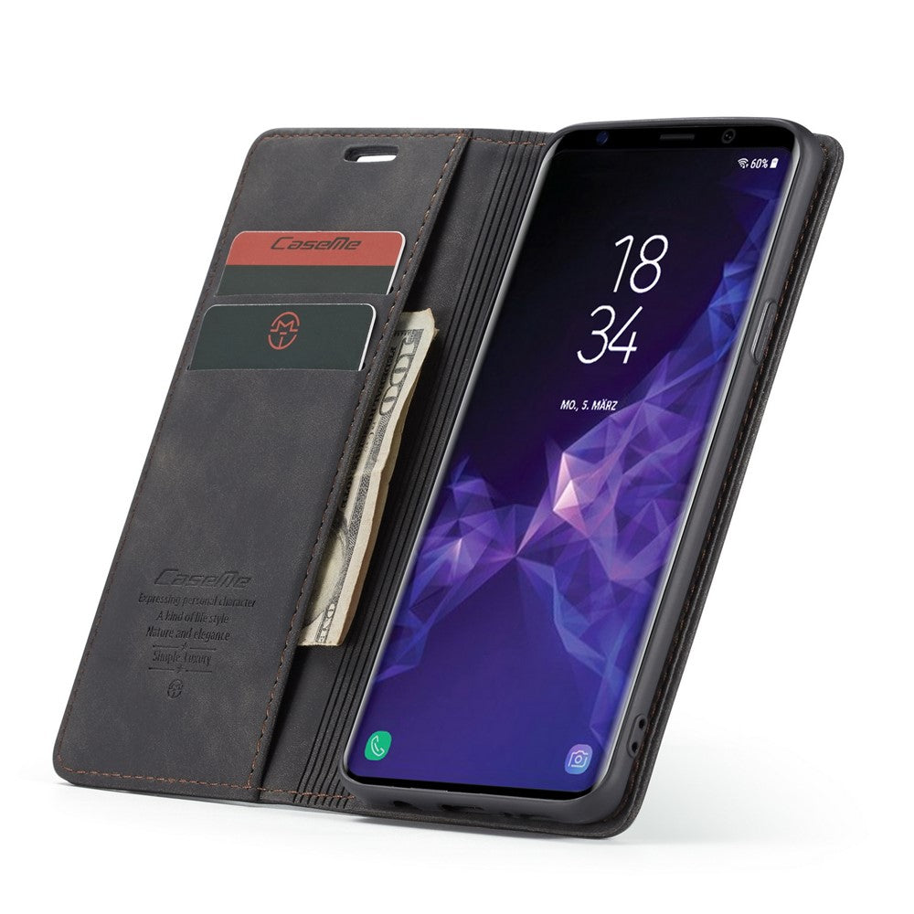 CASEME 013-serien Auto-absorberende læderpungtelefoncover til Samsung Galaxy S9+