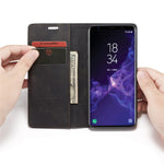 CASEME 013-serien Auto-absorberende læderpungtelefoncover til Samsung Galaxy S9+