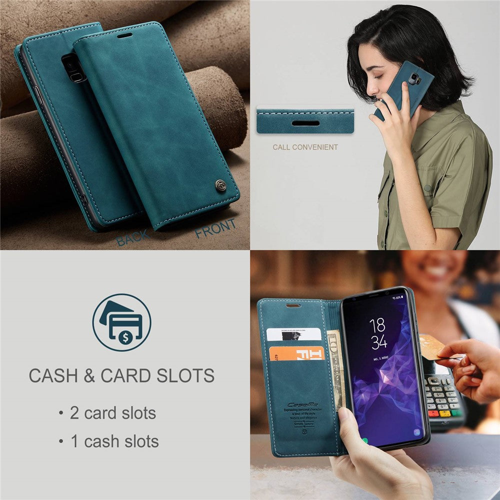 CASEME 013 Series Auto-absorbed Leather Wallet Stand Case for Samsung Galaxy S9 G960