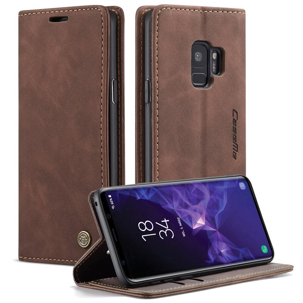 CASEME 013 Series Auto-absorbed Leather Wallet Stand Case for Samsung Galaxy S9 G960
