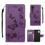 Imprint Butterfly Flowers Læder Stand Pung Folio Etui til Samsung Galaxy Note 10 Plus/Note 10 Plus 5G
