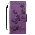 Imprint Butterfly Flowers Læder Stand Pung Folio Etui til Samsung Galaxy Note 10 Plus/Note 10 Plus 5G