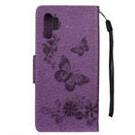 Imprint Butterfly Flowers Læder Stand Pung Folio Etui til Samsung Galaxy Note 10 Plus/Note 10 Plus 5G