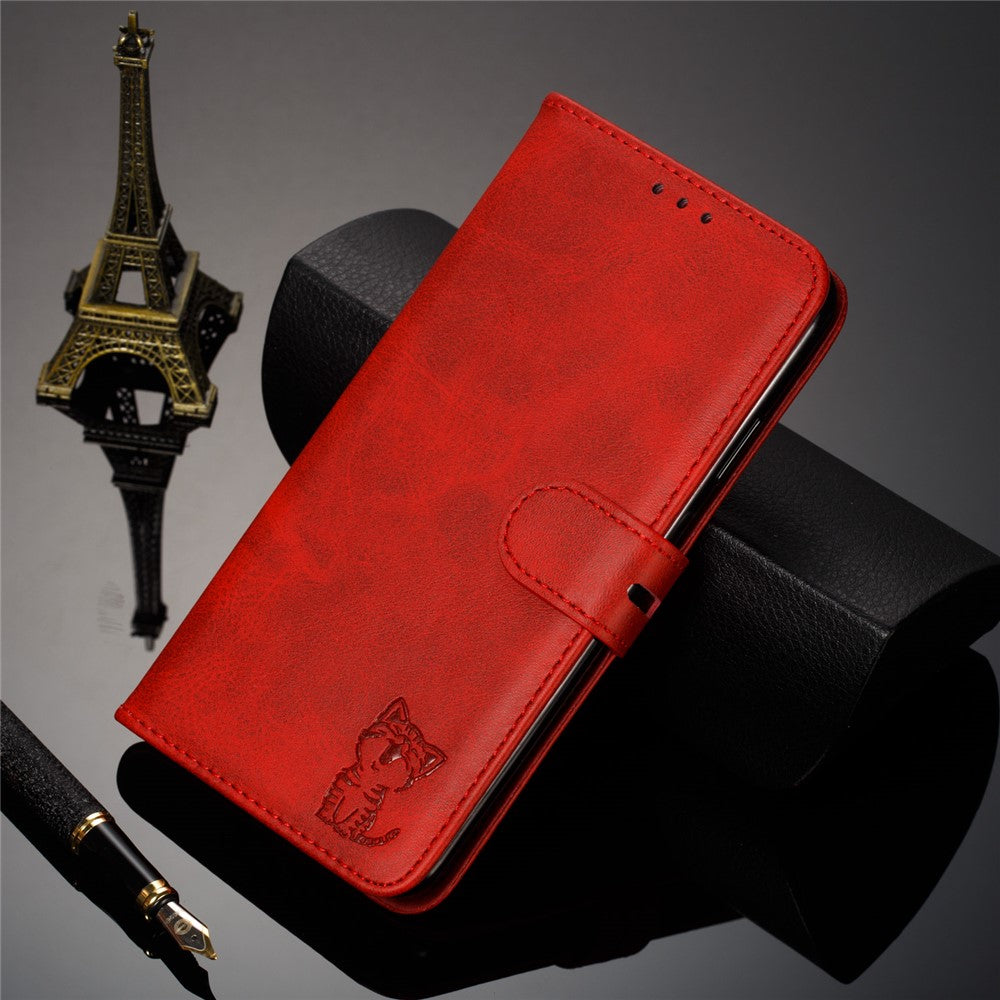 Imprinted Cat Pattern Leather Wallet Phone Cover for Samsung Galaxy Note 10 Plus/Note 10 Plus 5G