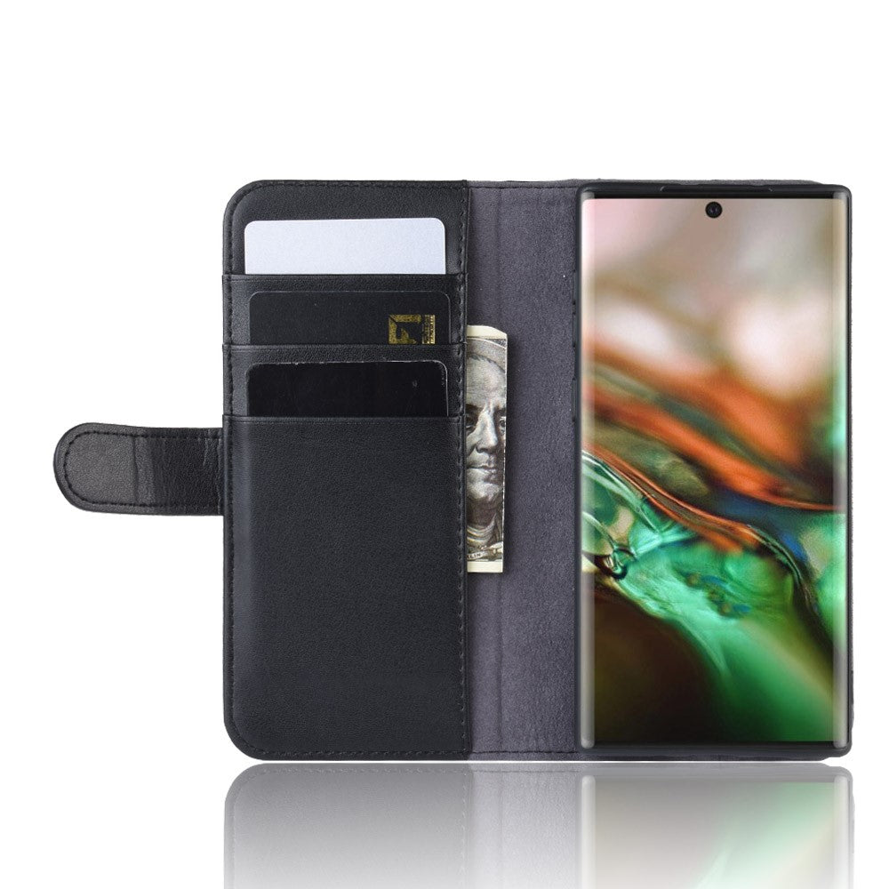 Ægte Splitlæder Pung Telefon Cover Etui med Stand til Samsung Galaxy Note 10