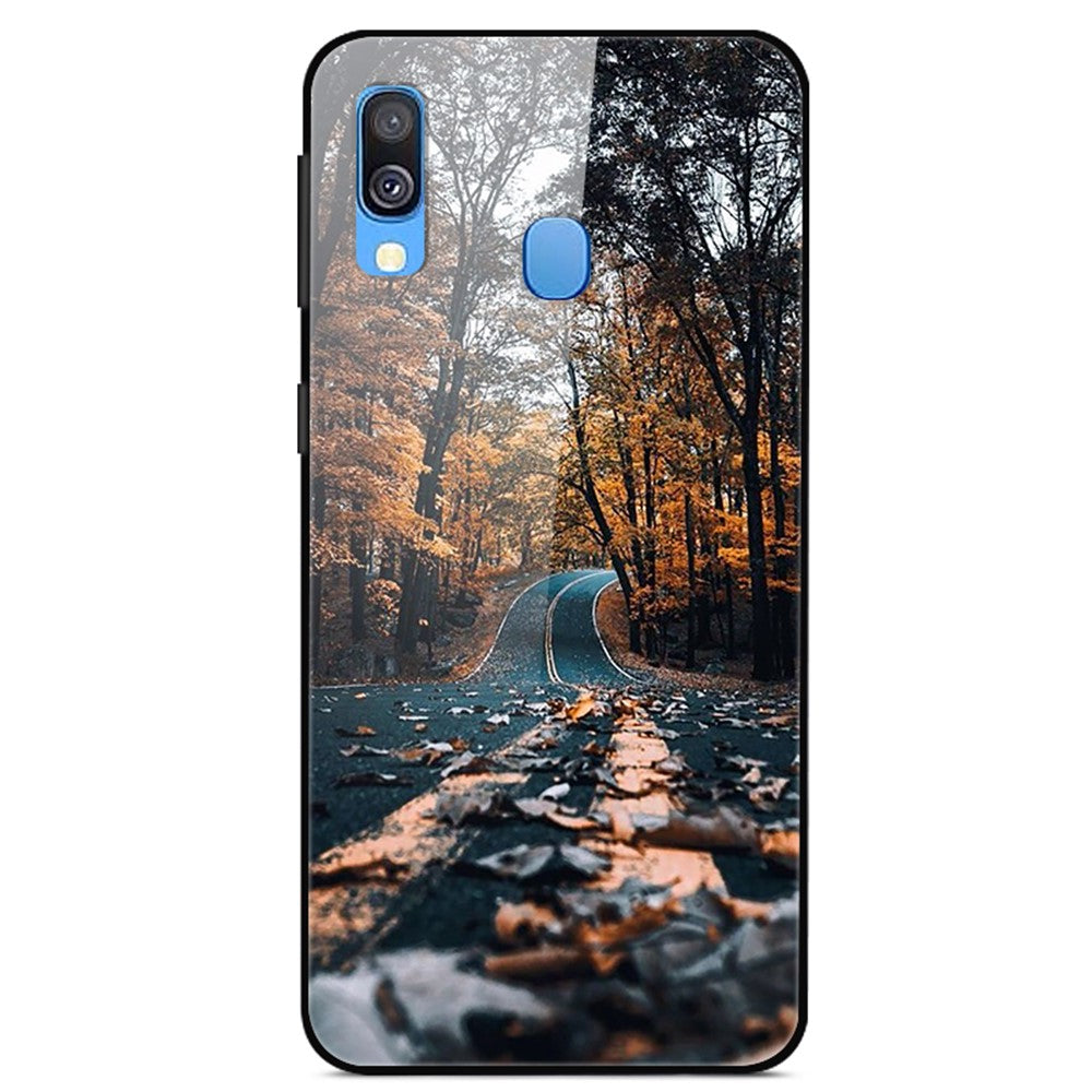 Pattern Printing Glass Back + TPU Hybrid Case for Samsung Galaxy A40