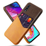 mobilskal PC + PU + Tyg Hybrid Baksida med Kortplats för Samsung Galaxy A70