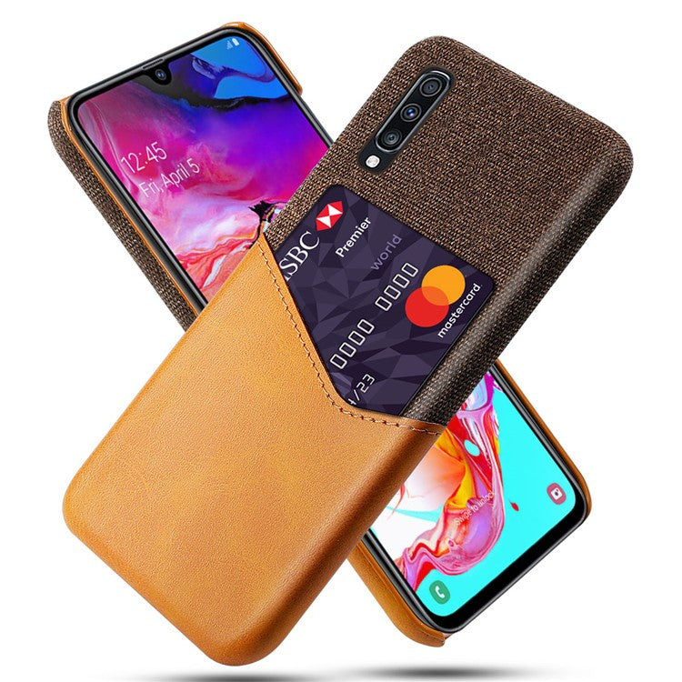 mobilskal PC + PU + Tyg Hybrid Baksida med Kortplats för Samsung Galaxy A70