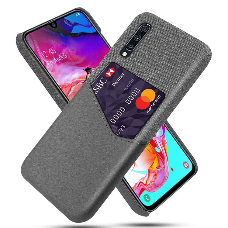 mobilskal PC + PU + Tyg Hybrid Baksida med Kortplats för Samsung Galaxy A70