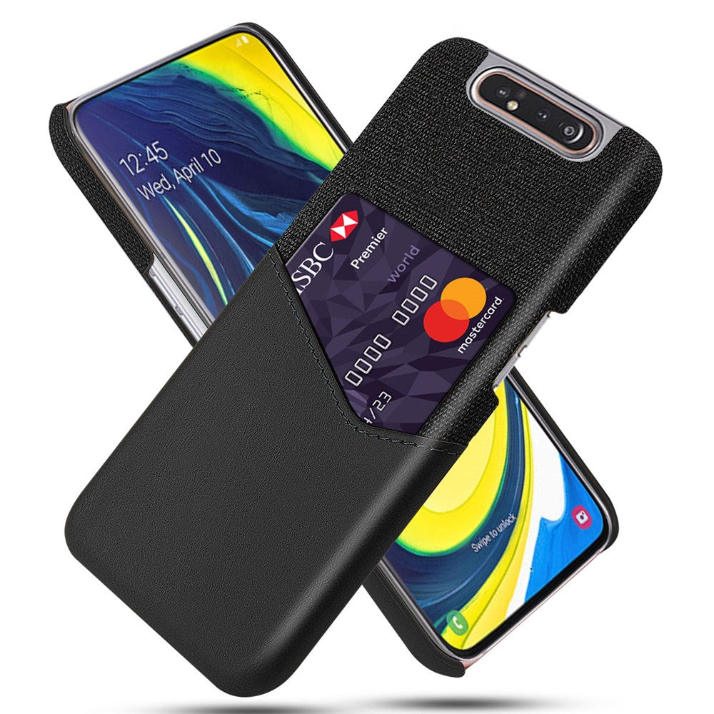 Phone Shell PC + PU + Fabric Back Cover Case with Card Slot for Samsung Galaxy A80 / A90