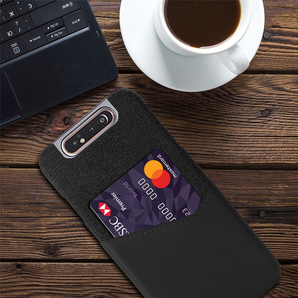 Phone Shell PC + PU + Fabric Back Cover Case with Card Slot for Samsung Galaxy A80 / A90