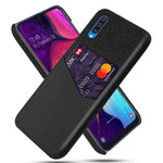 Card Holder Phone Shell PC + PU + Cloth Back Cover Casing for Samsung Galaxy A50 / A50s / A30s