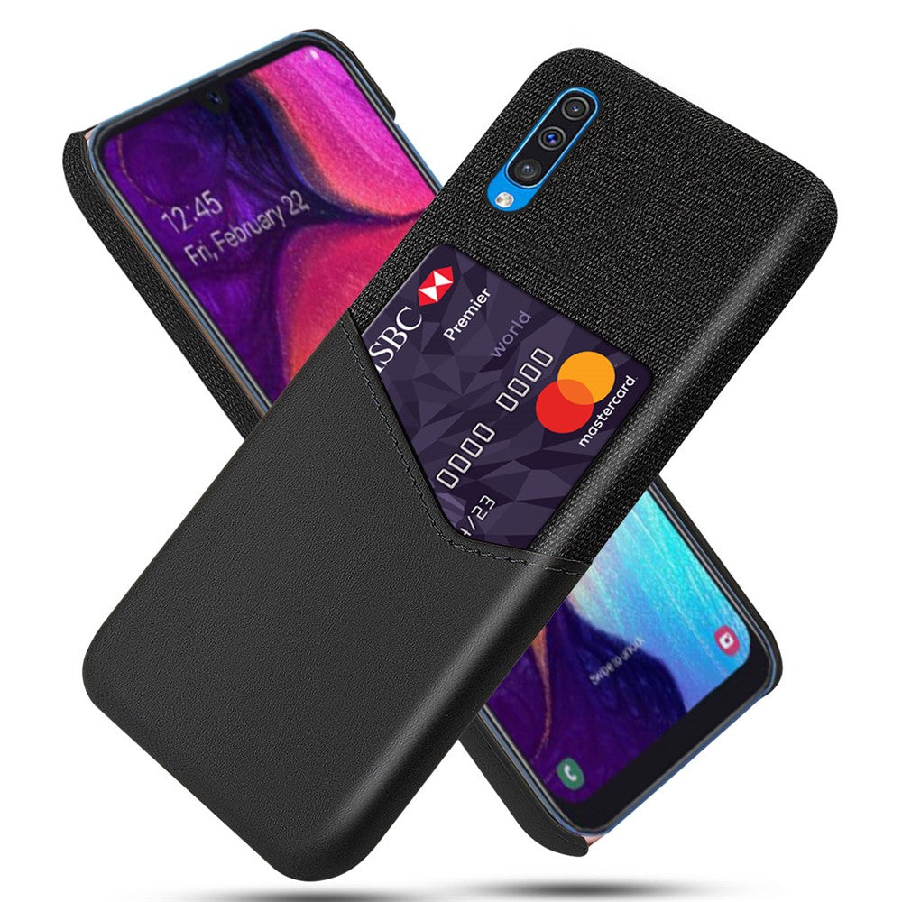 Card Holder Phone Shell PC + PU + Cloth Back Cover Casing for Samsung Galaxy A50 / A50s / A30s