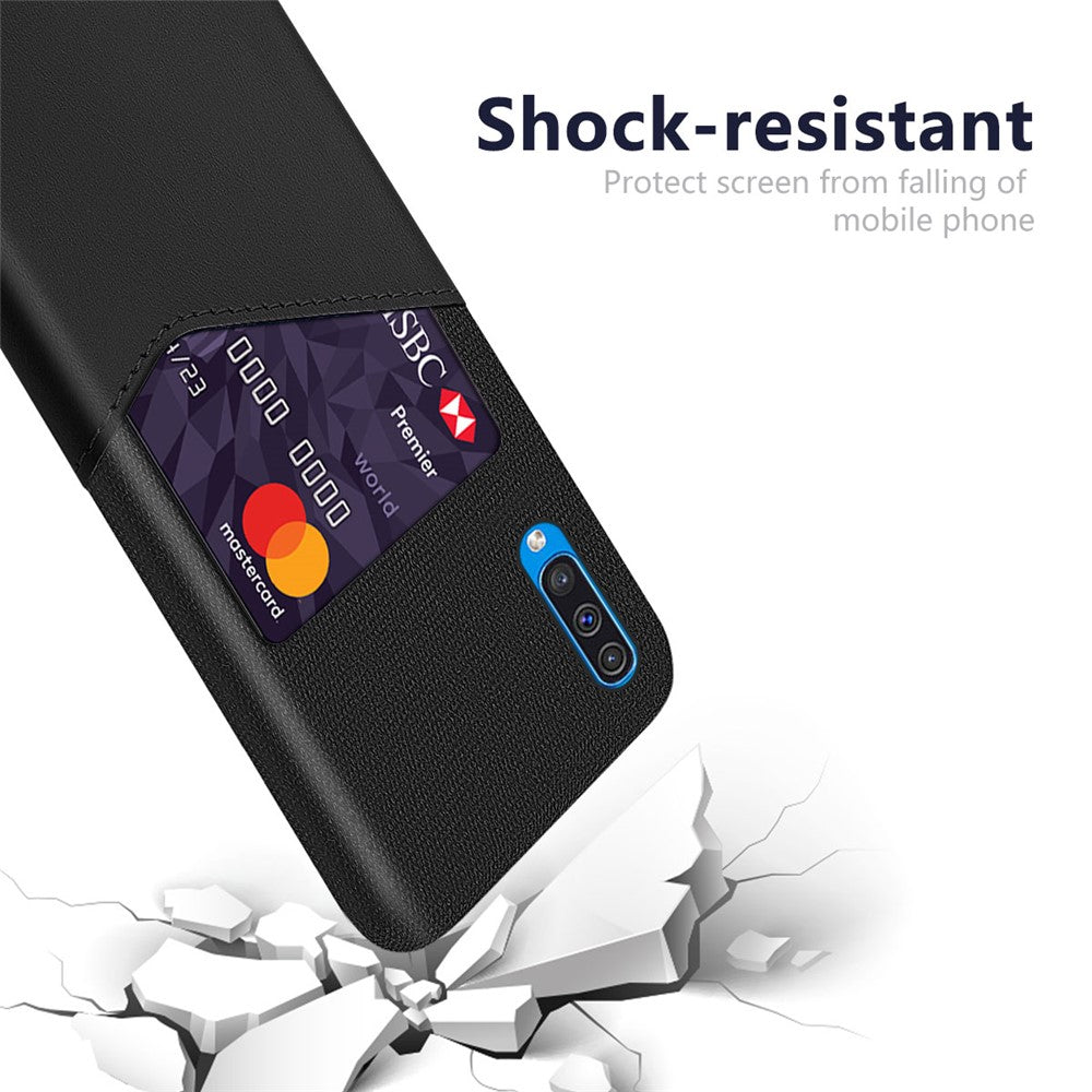 Card Holder Phone Shell PC + PU + Cloth Back Cover Casing for Samsung Galaxy A50 / A50s / A30s