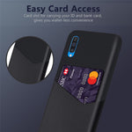 Card Holder Phone Shell PC + PU + Cloth Back Cover Casing for Samsung Galaxy A50 / A50s / A30s