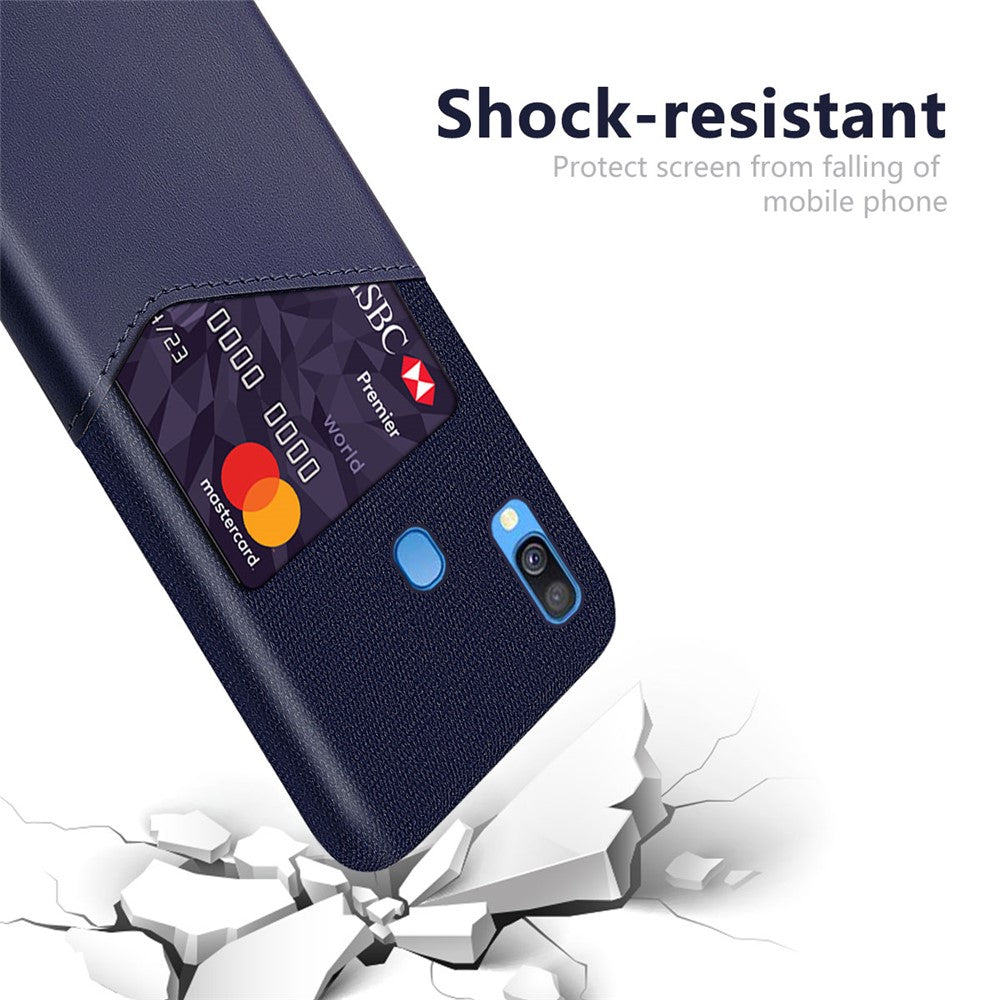 PC + PU + Cloth Hybrid Phone Back Cover Case with Card Slot for Samsung Galaxy A40