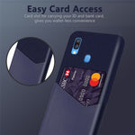 PC + PU + Cloth Hybrid Phone Back Cover Case with Card Slot for Samsung Galaxy A40