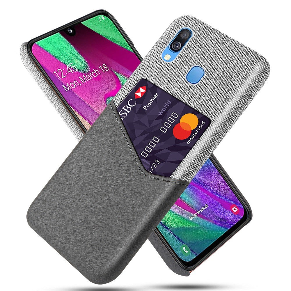 PC + PU + Cloth Hybrid Phone Back Cover Case with Card Slot for Samsung Galaxy A40